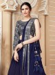 Navy Blue Chiffon Lehenga With Embroidered Choli